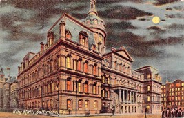 Baltimore Maryland ~ Città Hall Da Moonlight ~1911 Cartolina - £8.25 GBP