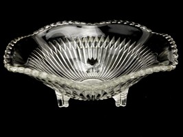 Jeannette Glass Footed Candy Dish, Anniversary Pattern, Ribbed, Scallope... - $19.55