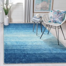 Modern Ombre Area Rug 3X5,Washable Light Blue Entry Rugs,Contemporary Soft Rug F - £50.29 GBP