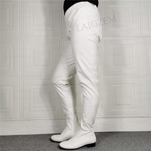 Women Pants Boots Elastic Round Toe Low Thick Heels Shoes Woman Over Knee Pull O - £148.72 GBP