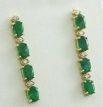 5Ct Oval Simulated Green Emerald Drop/Dangle Earrings 14k Yellow Gold Plated - £66.85 GBP