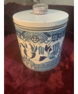 1960s Blue Willow Litho Print Blue Magic Krispy Kan Cracker Canister Tin... - $561.21 MXN