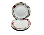 Royal Norfolk Christmas Holiday Plaid Themed 10.5” Stoneware Dinner Plates - $59.28