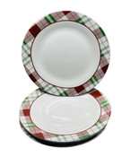 Royal Norfolk Christmas Holiday Plaid Themed 10.5” Stoneware Dinner Plates - £39.65 GBP