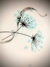 Taylor Smith Taylor Vintage Oval Serving Splatter Lt Blue Lace Aqua Dandelions - $29.92