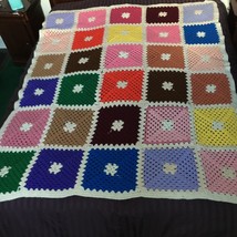 Granny Squares Handmade Crochet Afghan Quilt Throw Double Queen 60 x 68 - £66.34 GBP