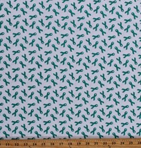 Cotton Ovarian Cancer Awareness Aqua Ribbons Fabric Print by Yard D762.73 - £25.57 GBP