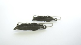 Extra tiny small silver metal feather native hair pin clip barrette (set of two) - £7.93 GBP