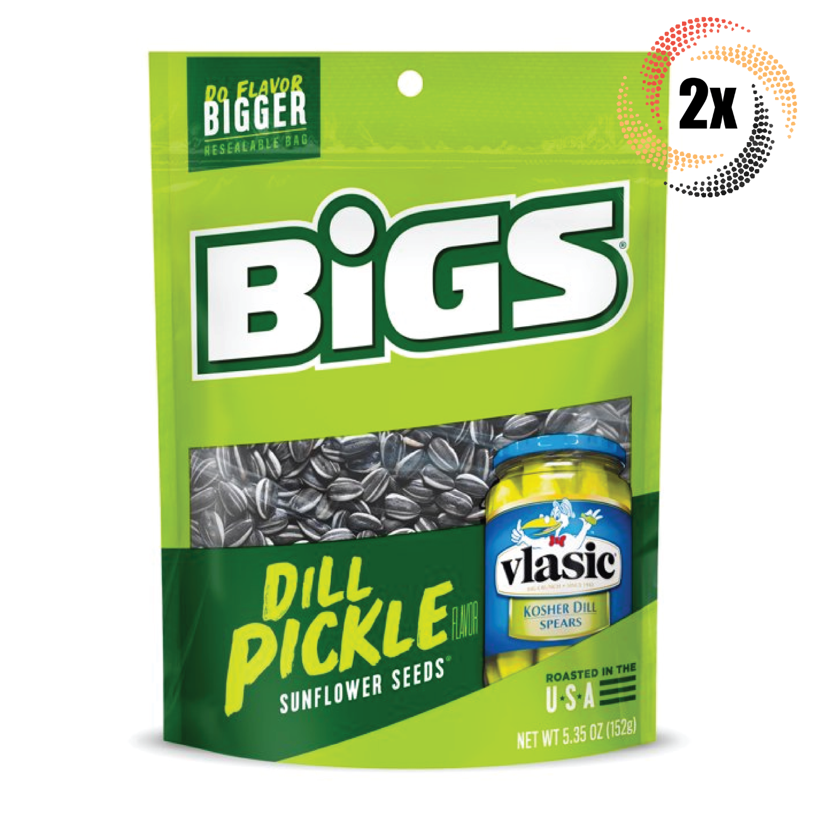 2x Bigs Vlasic Dill Pickle Sunflower Seed Bags 5.35oz Do Flavor Bigger! - $17.70