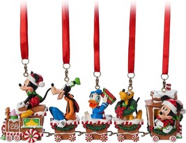 Disney Parks Mickey Mouse &amp; Friends Train Ornament Set NIB Minnie Goofy ... - £51.19 GBP