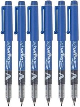 Pilot 6 Pcs Blue V Sign Pen Liquid Ink Medium 2mm Nib Tip 0.6mm V-Sign Fibre - $19.79