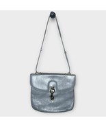 SUSAN GAIL vintage gray pebbled leather shoulder bag with gold hardware - $164.66 CAD
