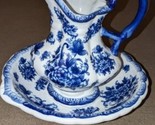 Cracker Barrel wash basin &amp; pitcher blue floral pattern Mint Condition N... - $128.69