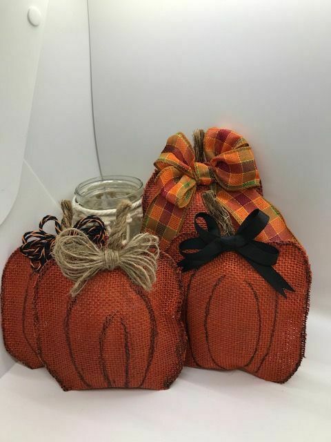 4 HANDMADE BASKET FILLERS (FLATISH) PUMPKINS  - $12.00