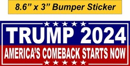 Trump 2024 Bumper Sticker America&#39;s comeback starts now 8.6&quot; x 3&quot; Trump Sticker - £3.12 GBP