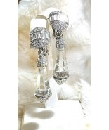 SWAROVSKI CRYSTAL CLIP EARRINGS TEAR DROP SIGNED CLEAR EUC - $108.85