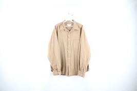 Vintage 90s J Crew Mens XL Blank Wool Blend Collared Button Shirt Beige Brown - £47.17 GBP