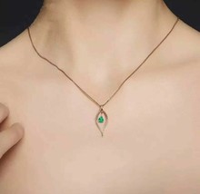 1.20Ct Pear Cut Simulated Green EmeraldPendant Birthday 14kYellow Gold Finish - £49.84 GBP