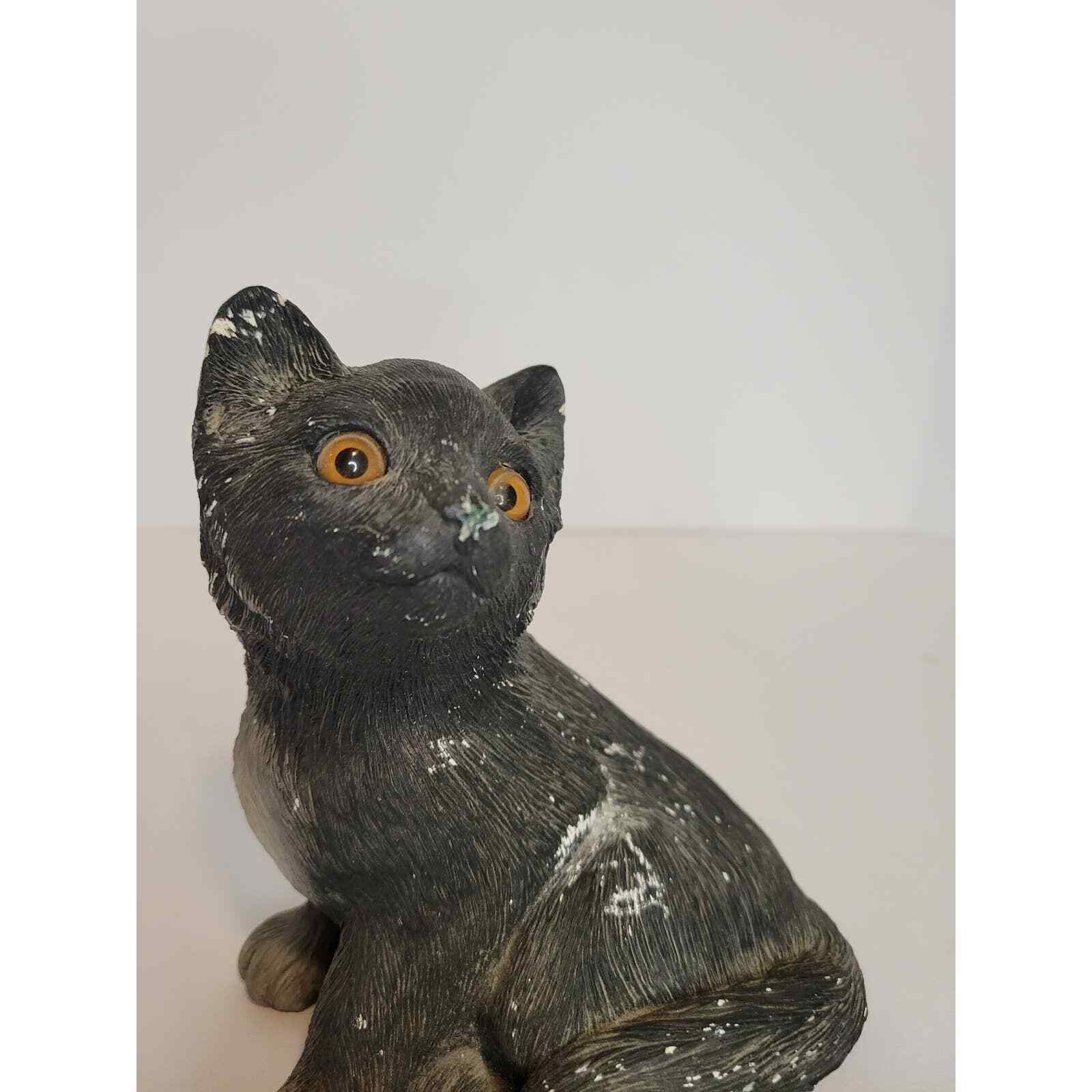 Primary image for 1984 Sandicast~ Black Cat Figurine 6"~218 Sit Kitten~ Signed Sandra Brue
