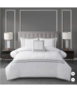 West Park Comforter Set Gray 4-Piece Hotel Border Pillow Sham Decorative... - €114,26 EUR+