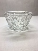 Vintage Tiffany And Co Crystal Bowl Bamboo Crosswork Pattern Thick Rim Sides - £79.12 GBP