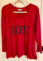 Zhenzi Long Sleeve Cherry Red &quot;HOPE&quot; Tunic Large - $418.86 MXN