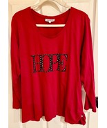 Zhenzi Long Sleeve Cherry Red &quot;HOPE&quot; Tunic Large - $418.86 MXN