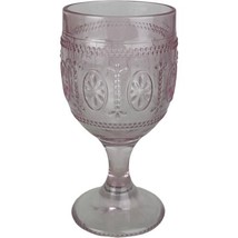 Contemporary Pink Depression Water Goblet Pressed Glass 7&quot; Pier One Imports - $7.70