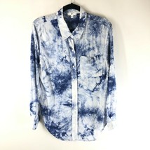 BP Womens Blouse Button Down Shirt Top Tie Dye Oversized Long Sleeve Blue Size S - £11.58 GBP