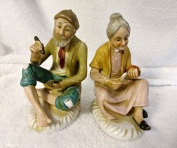 VNT Grandma and Grampa Ceramic Statues Old Time Hobbies Grandparents Han... - $45.00
