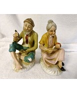 VNT Grandma and Grampa Ceramic Statues Old Time Hobbies Grandparents Han... - £35.97 GBP