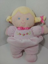 Prestige Pink First Doll flowers bow Blonde braids blue eyes Plush soft used  - £5.71 GBP