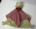 BB IKEA Green Frog Security Blanket Lovey Gingham Plaid Red White Scarf ... - $10.88
