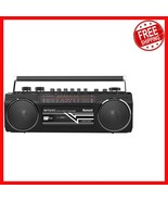 Dynamic Stereo Bluetooth Boombox - Retro Cassette Player &amp; AM Radio – Black - $1,504.97 MXN