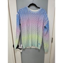 Superdry Made Rainbow Cable Knit Sweater Ombre Pastel Medium Unisex Cozy - $25.00
