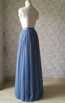 DUSTY BLUE Tulle Maxi Skirt Bridesmaid Floor Length Tulle Skirt Outfit image 7