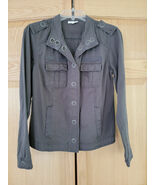 Maurices Gray Cropped Jacket Big Collar Snap Front Epaulets Cotton Med NWT - €10,21 EUR