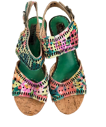 New L&#39;Artiste Spring Step Bileze 36 5.5 round heel Sandals shoes green m... - $1,821.68 MXN