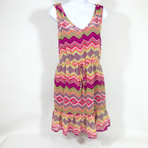 BeBop Geometric Print Ruffle Hem Dress w/Attached Slip Sleeveless Medium - $13.72