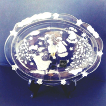 Mikasa Christmas Tray 8&quot; Pressed Glass Serving Vanity Angels Trees Prese... - £15.10 GBP