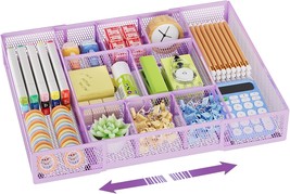 Marbrasse Expandable Desk Drawer Organizer, Mesh Drawer, Expandable-Purple - $620.05 MXN