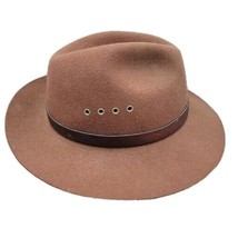 Vintage L.L. Bean Fedora Felt Wool Indiana Jones Beige Tan Hat  Medium - £31.81 GBP