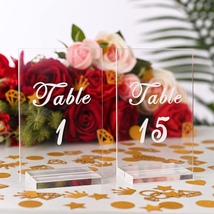 Acrylic Table Numbers 1-15 - 4X6” Wedding Table Numbers with Stand and 3 Bags of - £40.56 GBP