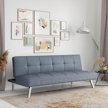 Modern Futon Sofa Couch Sleeper Lounger Convertible Bed Light Gray Fabric Tufted - £162.14 GBP