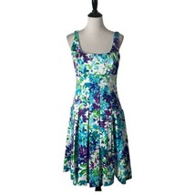 Ralph Lauren Pleated Pocket Dress Green Blue Floral Print Women&#39;s Size 8 - £27.24 GBP