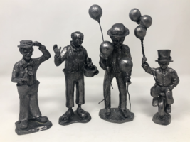 Lot of 4 Michael Ricker Pewter Statues Clowns W/Balloons, Rabbit in Hat Unicycle - £42.76 GBP