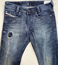 Diesel Heeven Jeans  29x32 Button Fly Medium Blue Denim Dark Wash  - £22.80 GBP