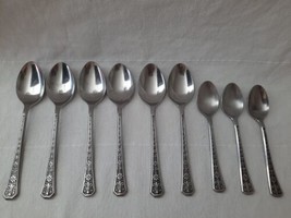 VTG 9 Pc Interpur Flatware Florenz 8 Petals ~ Japan ~ Spoons &amp; Soup Spoons - $16.78