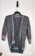 Size Small Handmade Crochet Open Cardigan Sweater Gray / Purple / Blue - $30.00