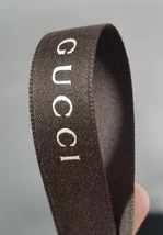 GUCCI RIBBON BROWN WITH BRONZE METALLIC LETTERS / 2 YARDS - £15.21 GBP